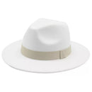 Fedora Hat Women Winter Hats for Women Ribbon Band Men's Hat Wide Brim Classic Beige Wedding Church Bowler New Cap chapeau femme