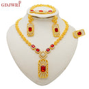 Fashion Ethiopia Dubai Women's Jewelry Set African Wedding Jewelry Necklace Bracelet Earring Ring Set