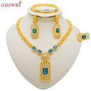 Fashion Ethiopia Dubai Women's Jewelry Set African Wedding Jewelry Necklace Bracelet Earring Ring Set