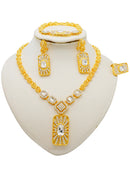 Fashion Ethiopia Dubai Women's Jewelry Set African Wedding Jewelry Necklace Bracelet Earring Ring Set