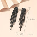 FYUAN Fashion Long Tassel Drop Earrings for Women Black Gold Silver Color Rhinestone Dangle Earring Wedding Party Jewelry
