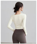Gym Long-sleeved Yoga Clothes with Chest Pads for Women Autumn High-looking Running Sports Tops Pilates Fitness T-shirts Clothes