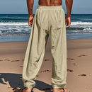 European and American autumn men's hip-hop breathable cotton linen loose casual pants outdoor hiking sports pants
