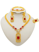 Fashion Ethiopia Dubai Women's Jewelry Set African Wedding Jewelry Necklace Bracelet Earring Ring Set