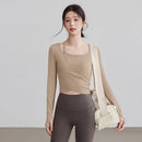 Gym Long-sleeved Yoga Clothes with Chest Pads for Women Autumn High-looking Running Sports Tops Pilates Fitness T-shirts Clothes