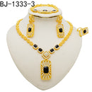 Fashion Ethiopia Dubai Women's Jewelry Set African Wedding Jewelry Necklace Bracelet Earring Ring Set