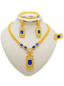 Fashion Ethiopia Dubai Women's Jewelry Set African Wedding Jewelry Necklace Bracelet Earring Ring Set