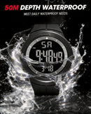 Digital Watches for Men Black Waterproof Tactical Wristwatch Big Dial Waterproof Electronic Led Military Clocks Alarm Stopwatch