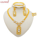 Fashion Ethiopia Dubai Women's Jewelry Set African Wedding Jewelry Necklace Bracelet Earring Ring Set