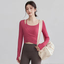 Gym Long-sleeved Yoga Clothes with Chest Pads for Women Autumn High-looking Running Sports Tops Pilates Fitness T-shirts Clothes