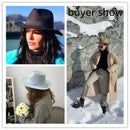 Fedora Hat Women Winter Hats for Women Ribbon Band Men's Hat Wide Brim Classic Beige Wedding Church Bowler New Cap chapeau femme