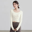 Gym Long-sleeved Yoga Clothes with Chest Pads for Women Autumn High-looking Running Sports Tops Pilates Fitness T-shirts Clothes